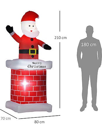 Père noël gonflable avec cheminée led 2,10h m polyester