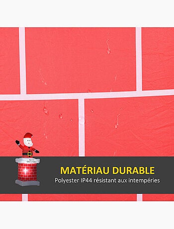 Père noël gonflable avec cheminée led 2,10h m polyester