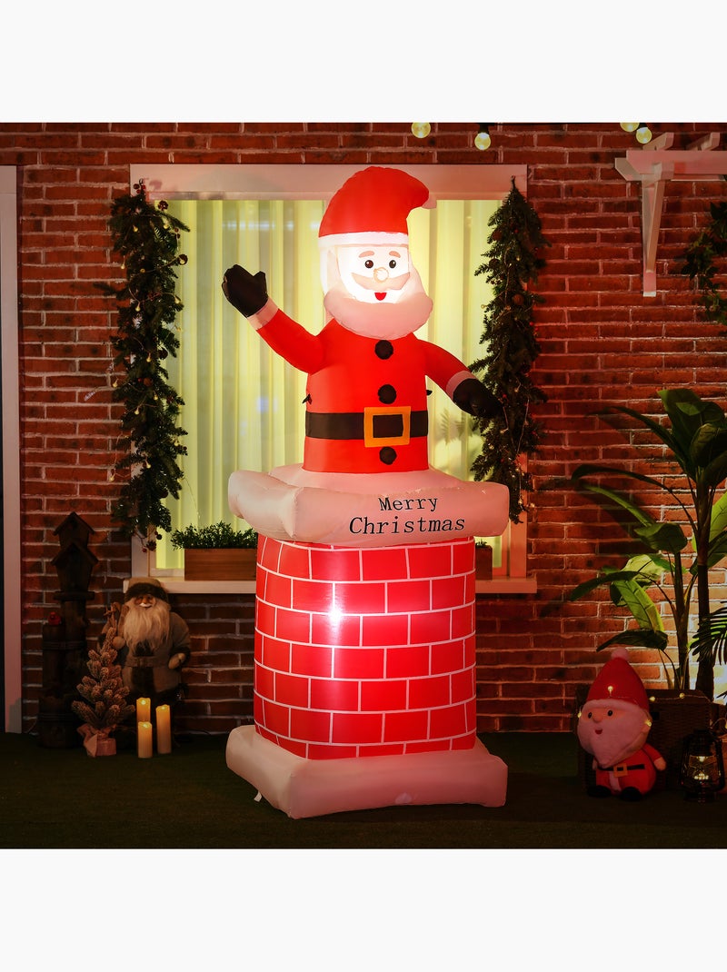 Père noël gonflable avec cheminée led 2,10h m polyester Rouge - Kiabi