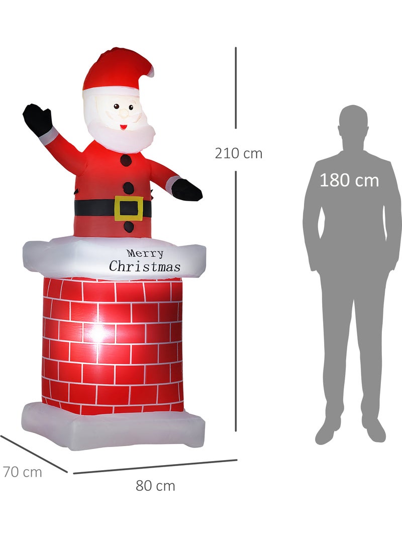 Père noël gonflable avec cheminée led 2,10h m polyester Rouge - Kiabi