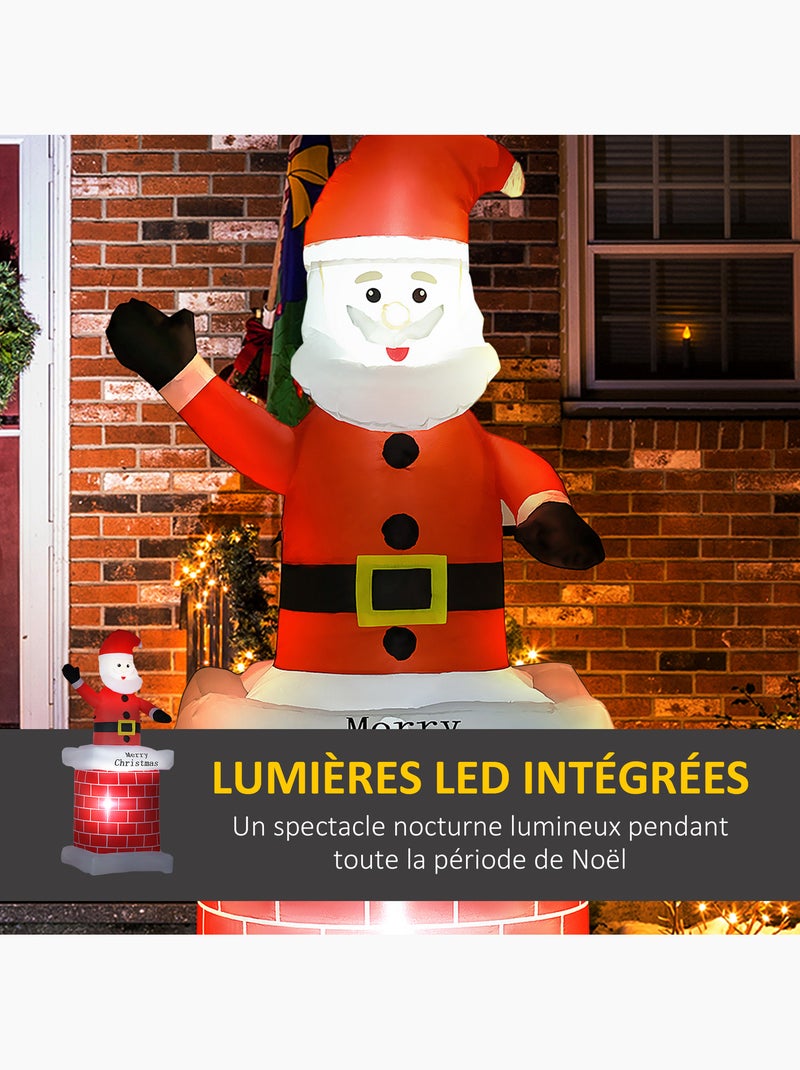 Père noël gonflable avec cheminée led 2,10h m polyester Rouge - Kiabi