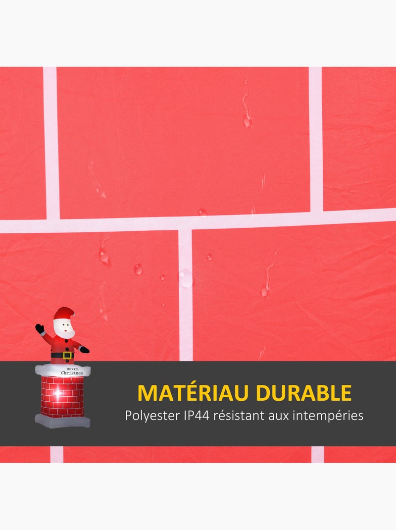 Père noël gonflable avec cheminée led 2,10h m polyester Rouge - Kiabi