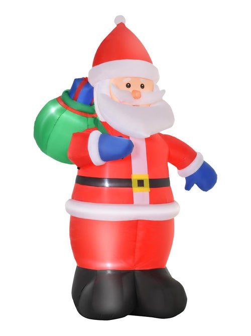 Père Noël gonflable LED 2,4H m avec hotte polyester imperméable rouge - Kiabi