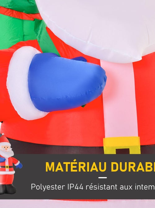 Père Noël gonflable LED 2,4H m avec hotte polyester imperméable rouge - Kiabi