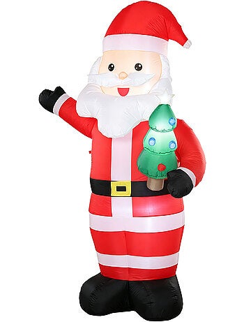 Père noël gonflable led 2,4h m avec mini sapin rouge