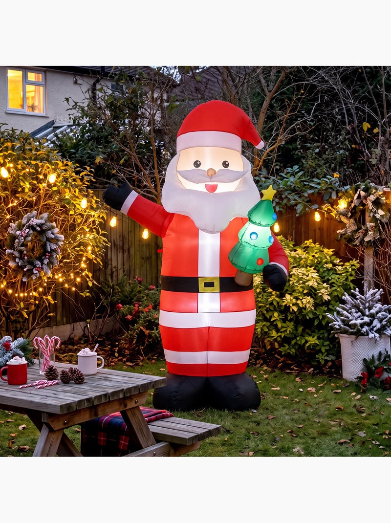 Père noël gonflable led 2,4h m avec mini sapin rouge Rouge - Kiabi