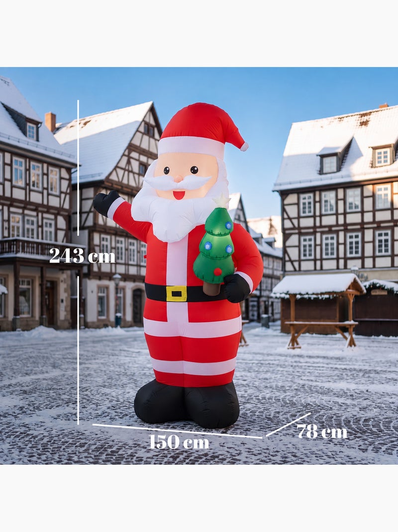 Père noël gonflable led 2,4h m avec mini sapin rouge Rouge - Kiabi
