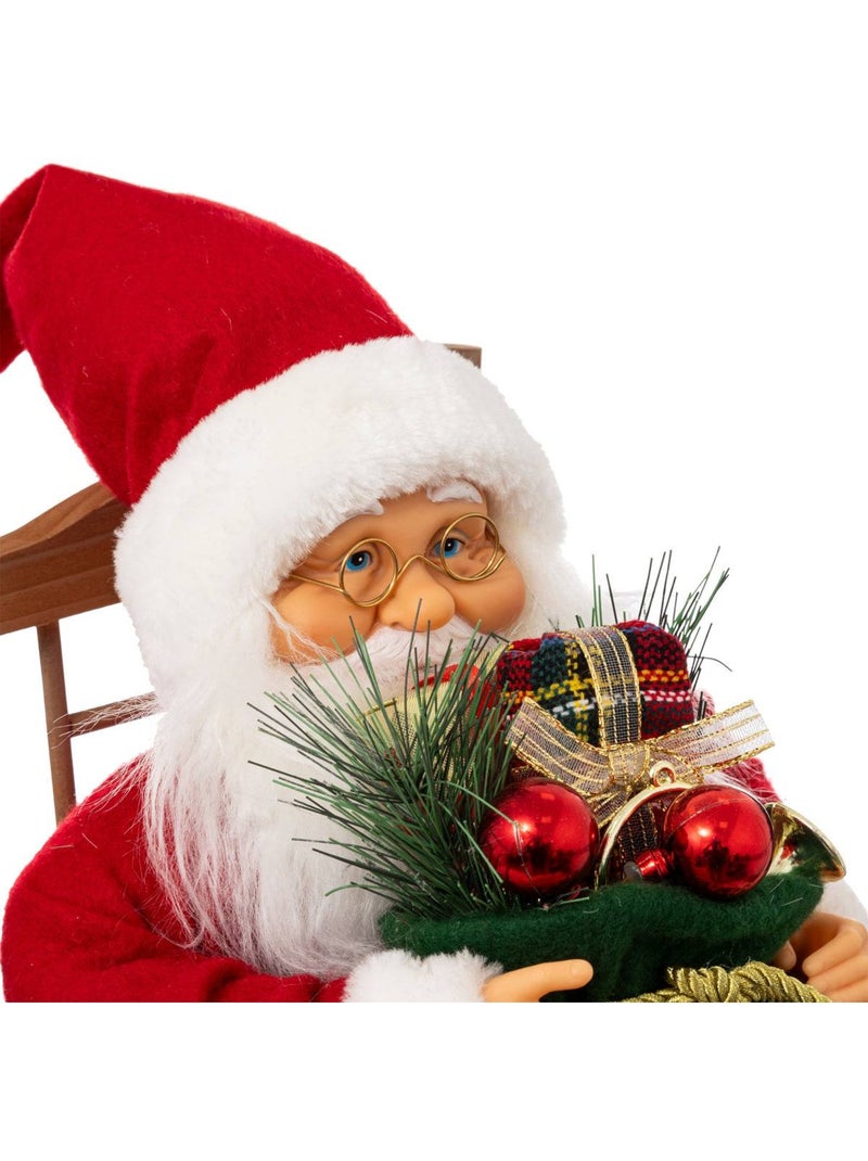 Pere noel halpa s/ chaise 40cm Rouge - Kiabi