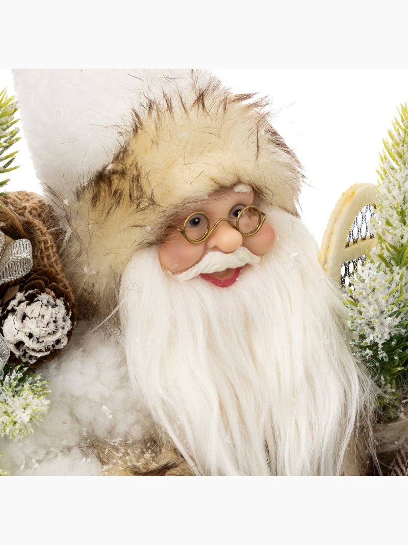 Père noël lumineux 30cm Blanc - Kiabi