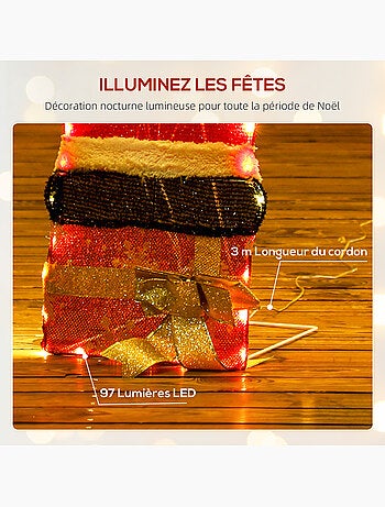Père noël lumineux h.93cm 97 leds blanc chaud norme ip44