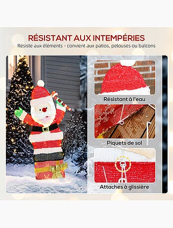 Père noël lumineux h.93cm 97 leds blanc chaud norme ip44