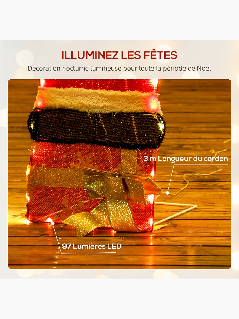 Père noël lumineux h.93cm 97 leds blanc chaud norme ip44 Rouge - Kiabi