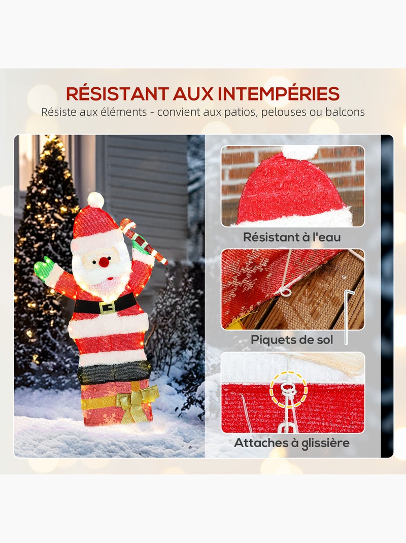 Père noël lumineux h.93cm 97 leds blanc chaud norme ip44 Rouge - Kiabi