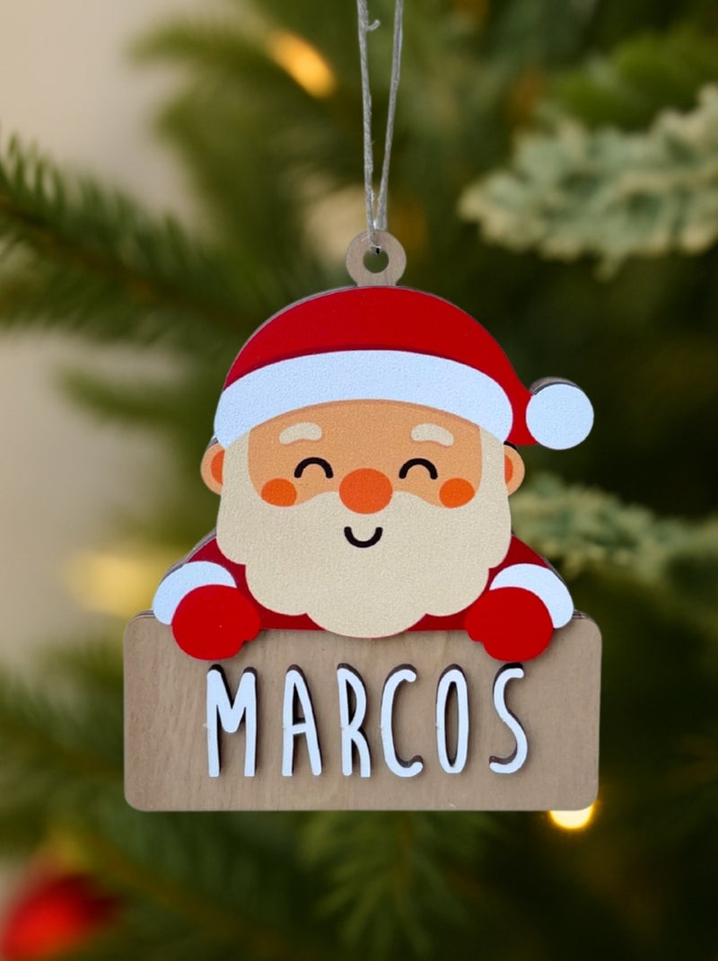 Père Noël personnalisable en bois Rouge - Kiabi