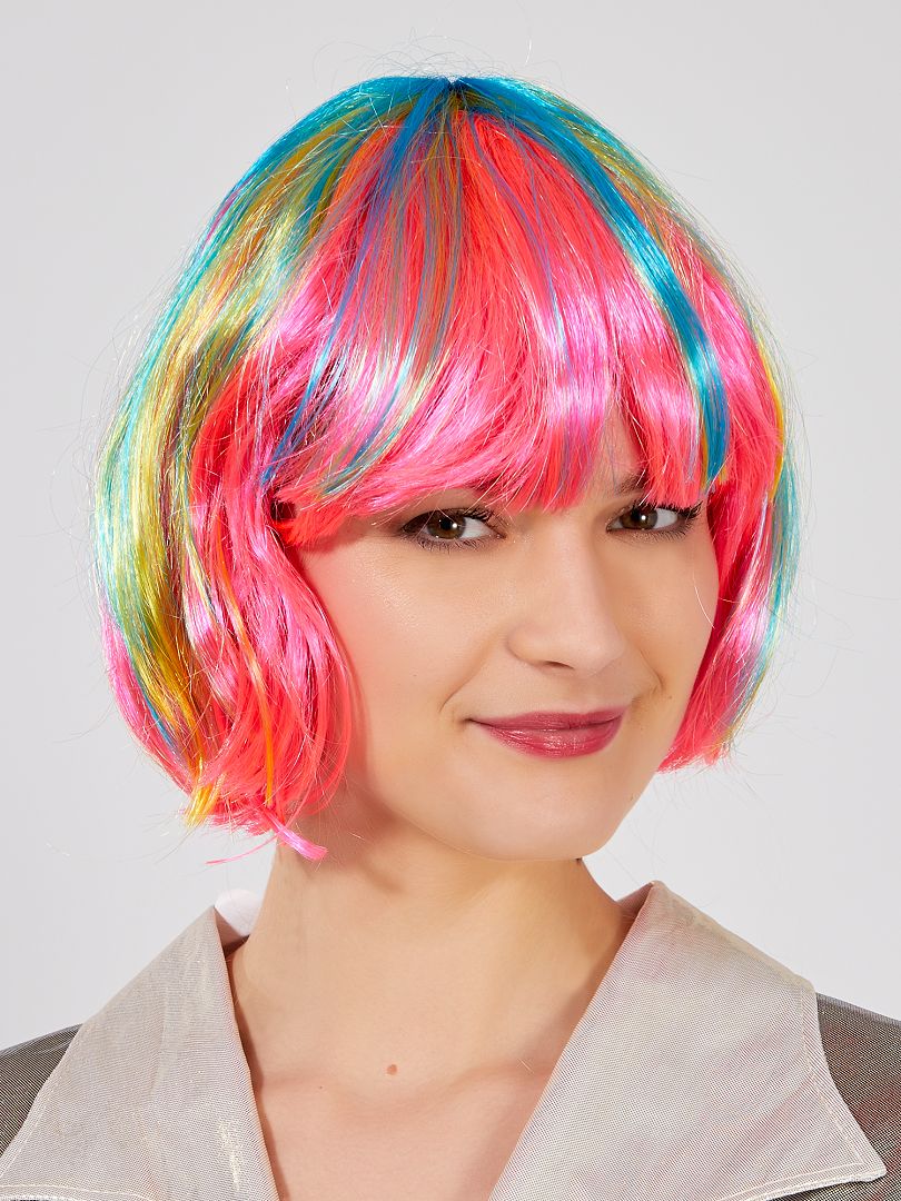 Perruque multicolore années 80 femme, achat de Accessoires sur