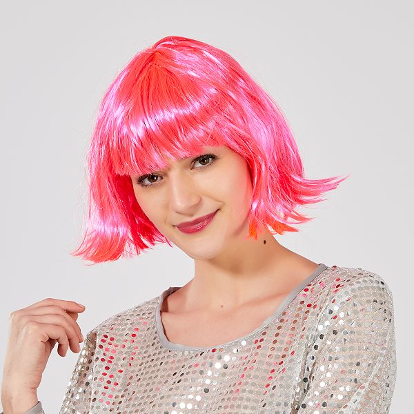 perruque rose courte