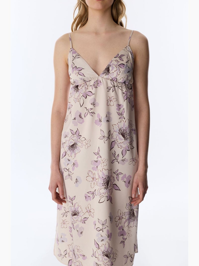 Petal satin à fleurs chemise de nuit penti Beige naturel - Kiabi