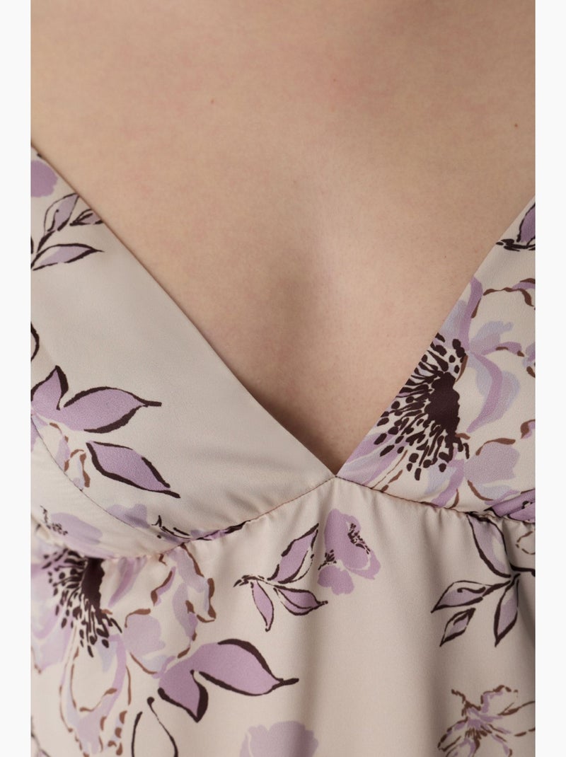 Petal satin à fleurs chemise de nuit penti Beige naturel - Kiabi
