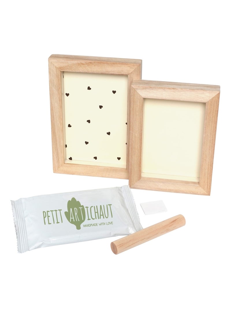 Petit Artichaut - Cadre photo empreintes Duo Jolis Cœurs Beige - Kiabi