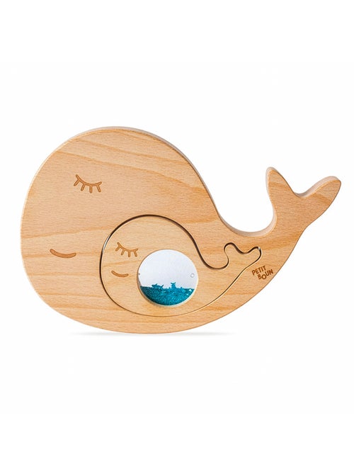 Petit Boum | Jouet sensoriel puzzle en bois Baleine - Kiabi