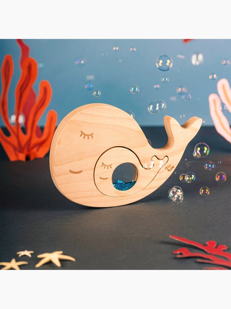 Petit Boum | Jouet sensoriel puzzle en bois Baleine Bleu - Kiabi