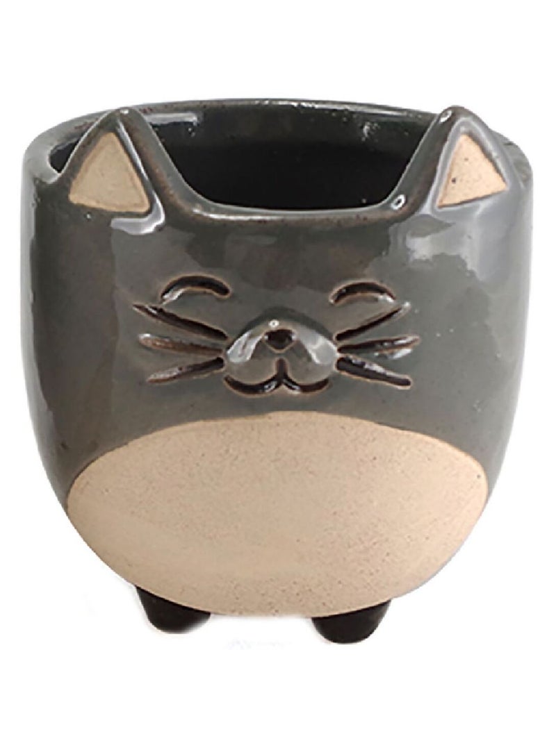 Petit cache pot chat Gris - Kiabi