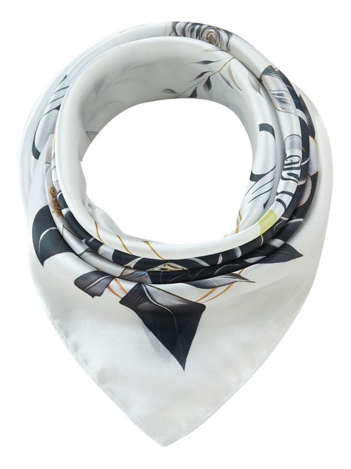 Petit carré de soie Black Roses Cléo - Kiabi