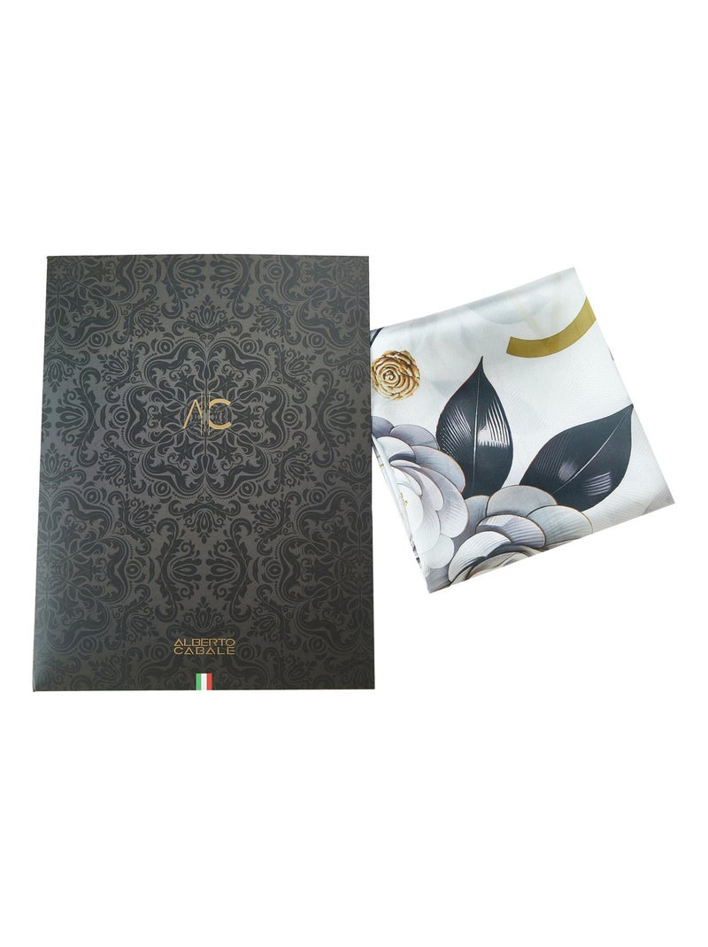 Petit carré de soie Black Roses Cléo Blanc - Kiabi