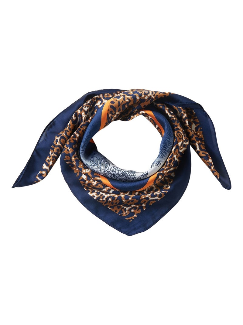 Petit carré de Soie Chetaah Cléo Bleu - Kiabi