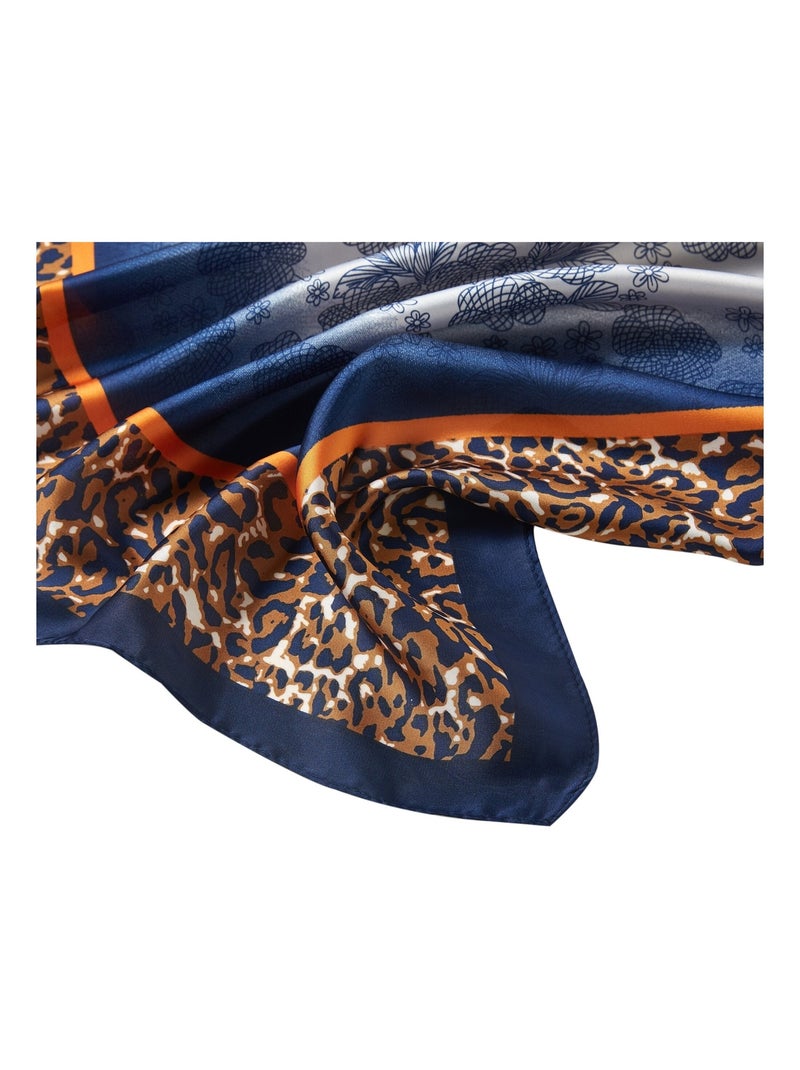 Petit carré de Soie Chetaah Cléo Bleu - Kiabi