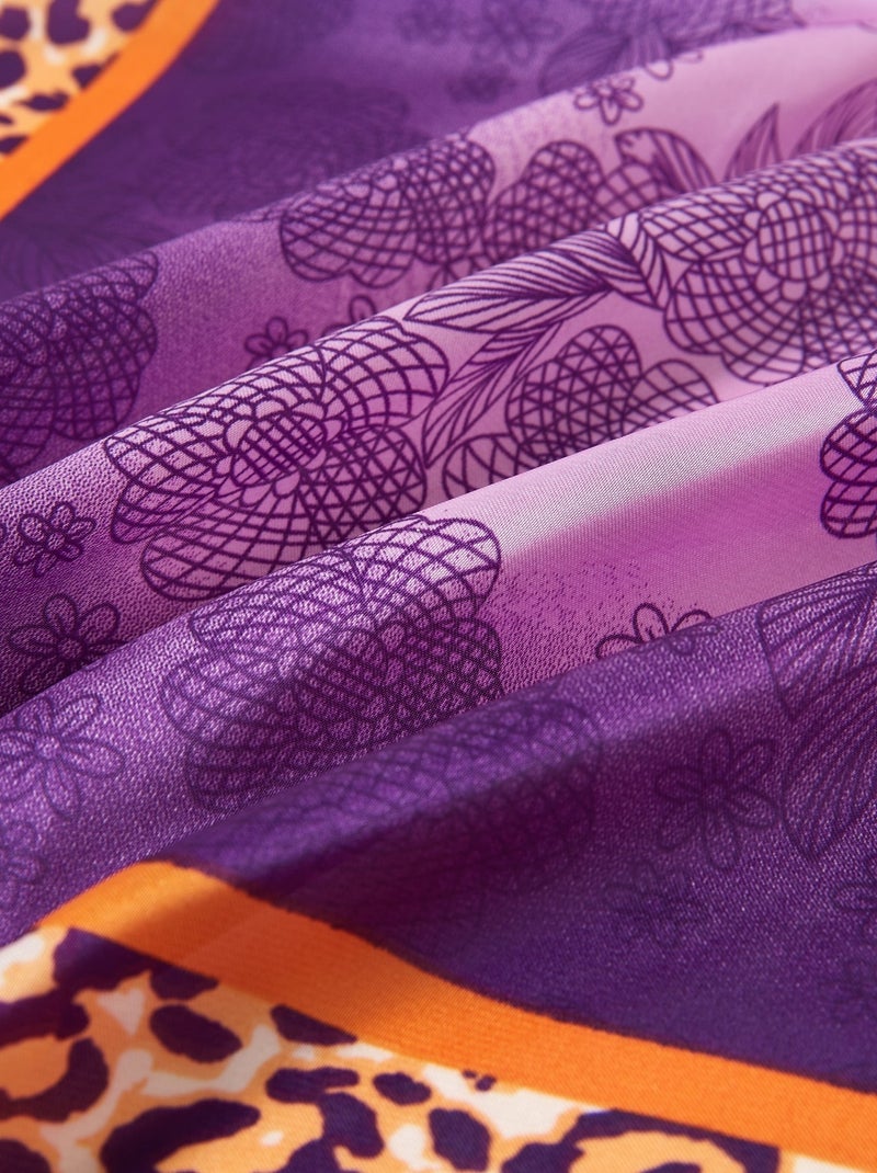 Petit carré de Soie Chetaah Cléo Violet - Kiabi