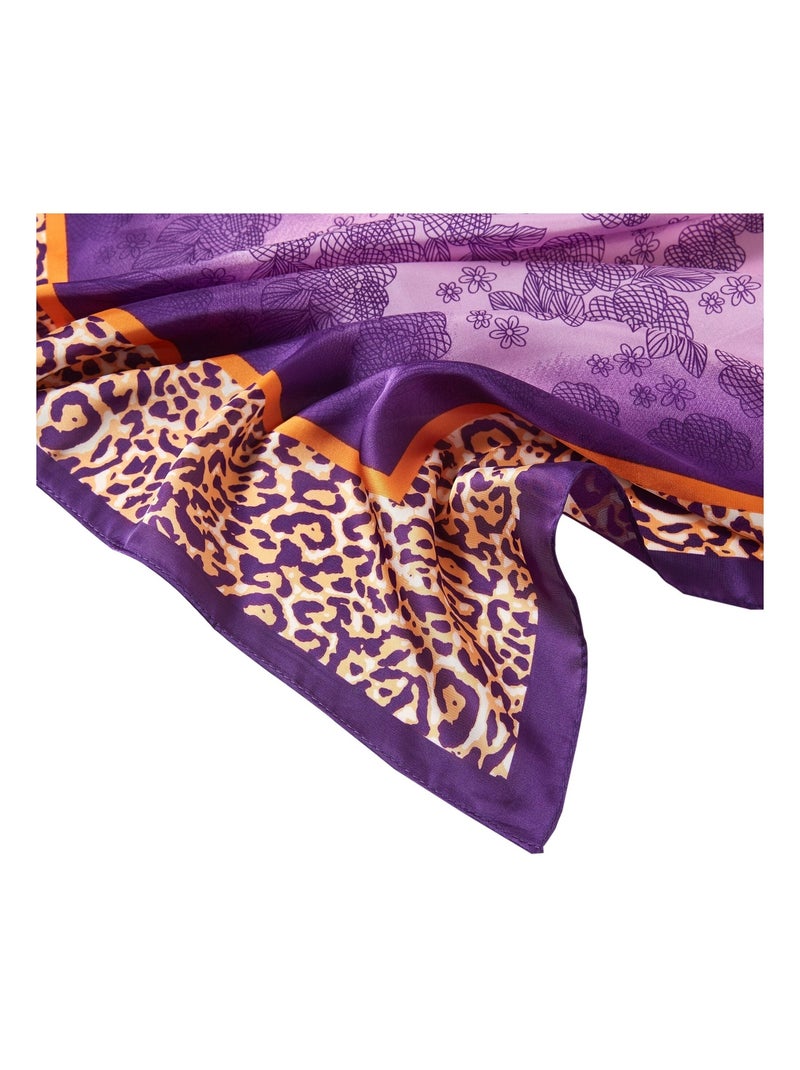 Petit carré de Soie Chetaah Cléo Violet - Kiabi