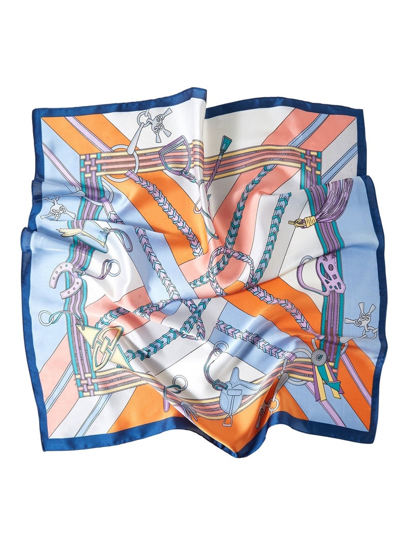 Petit carré de Soie Interchain Cléo Orange - Kiabi