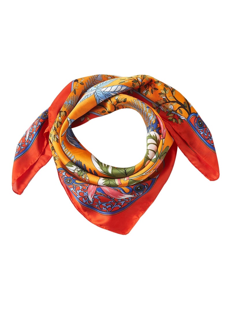 Petit carré de Soie Island Cléo Orange - Kiabi