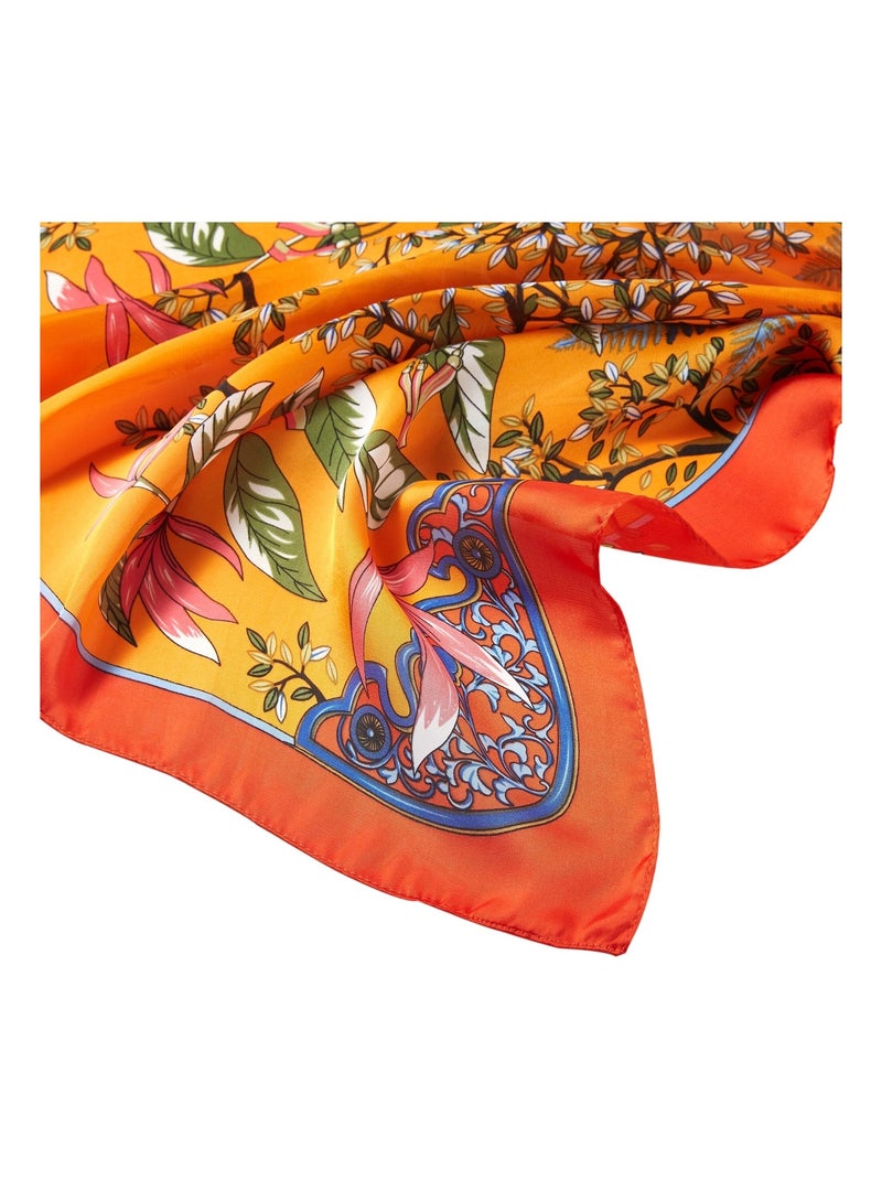 Petit carré de Soie Island Cléo Orange - Kiabi