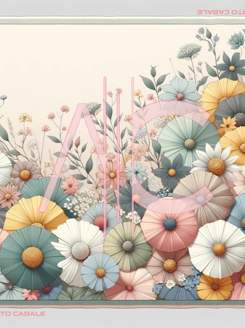 Petit carré de soie Minimalist Flowers Cléo Multicolore - Kiabi