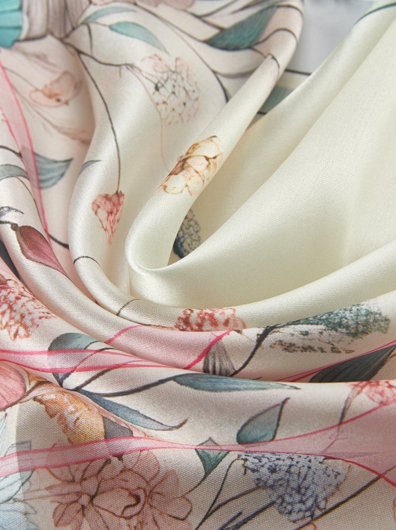 Petit carré de soie Minimalist Flowers Cléo Multicolore - Kiabi