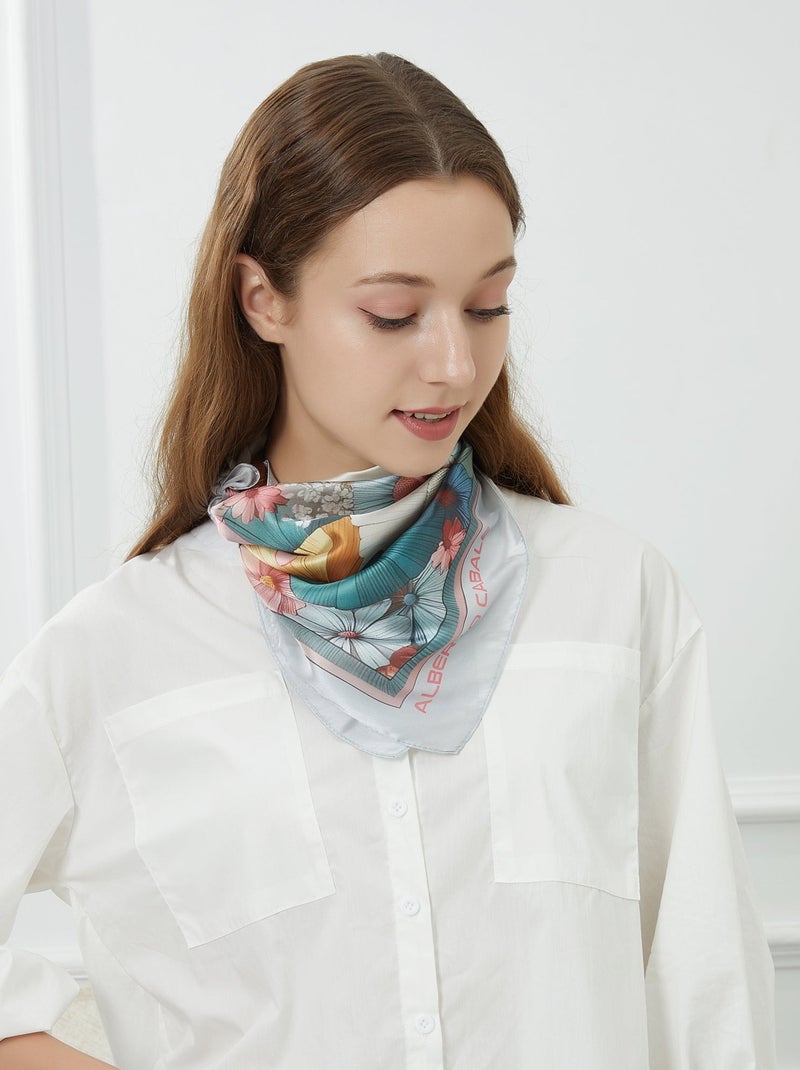 Petit carré de soie Minimalist Flowers Cléo Multicolore - Kiabi