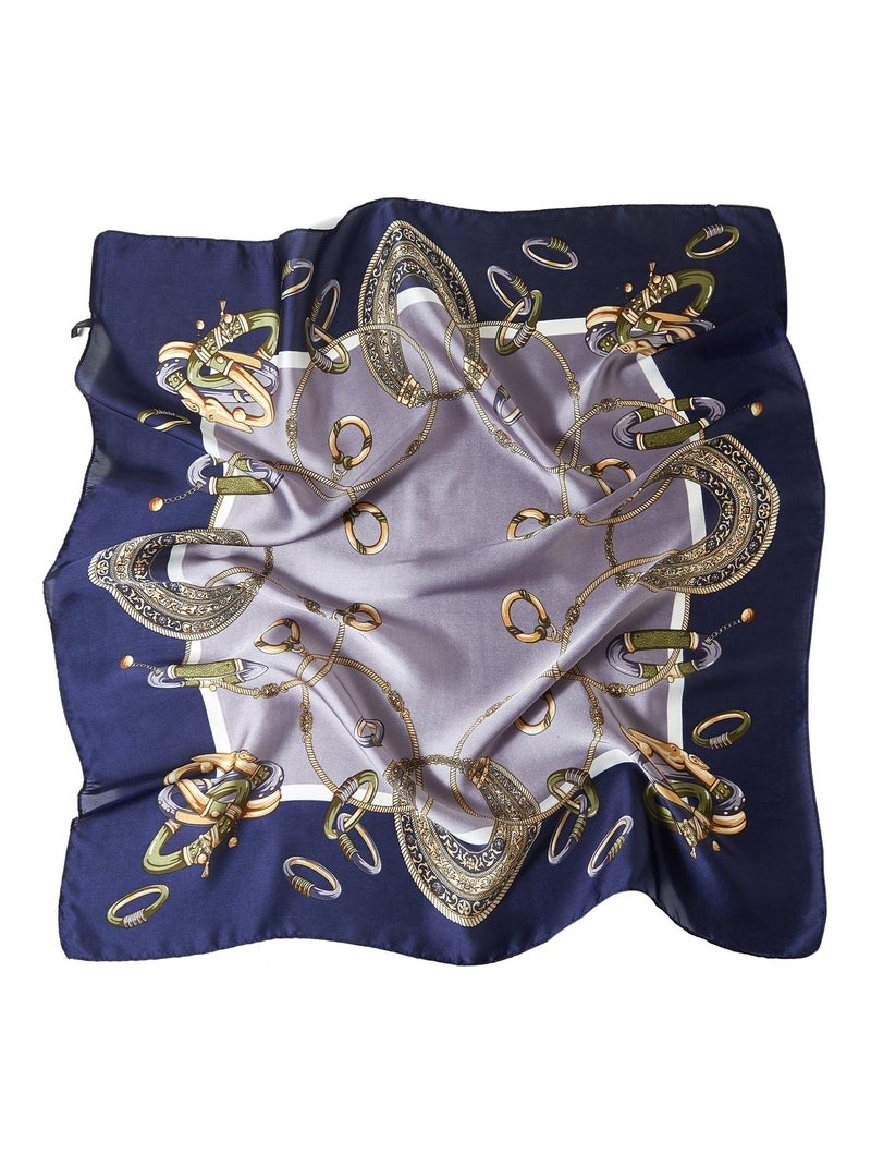 Petit carré de Soie Multirings Cléo Bleu marine - Kiabi