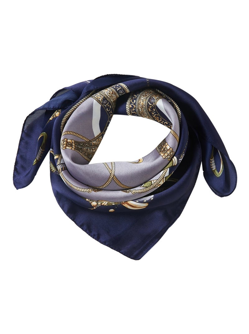 Petit carré de Soie Multirings Cléo Bleu marine - Kiabi