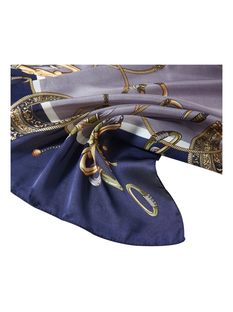 Petit carré de Soie Multirings Cléo Bleu marine - Kiabi