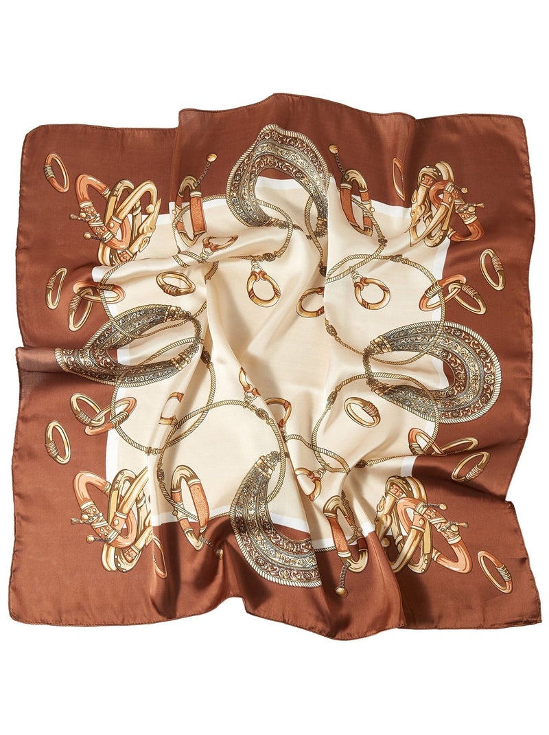 Petit carré de Soie Multirings Cléo Marron chocolat - Kiabi