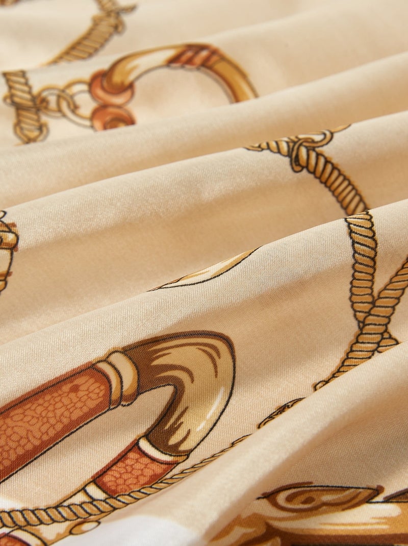 Petit carré de Soie Multirings Cléo Marron chocolat - Kiabi