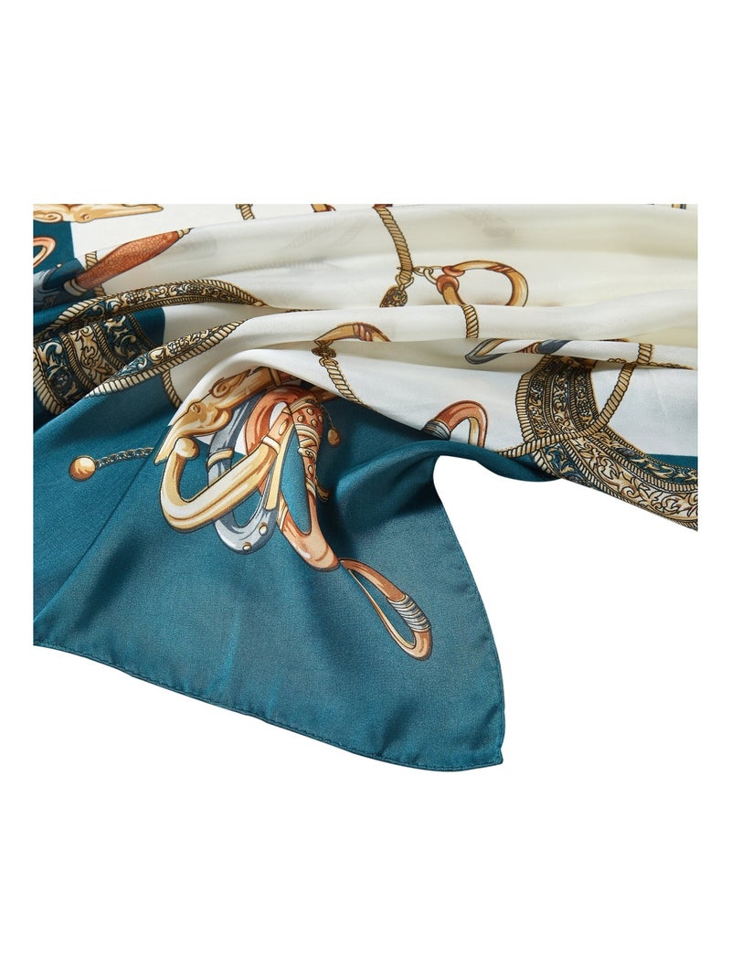 Petit carré de Soie Multirings Cléo Vert - Kiabi