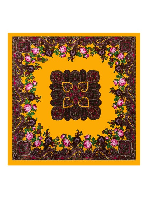 Petit carré de Soie Orange Brown Cléo - Kiabi