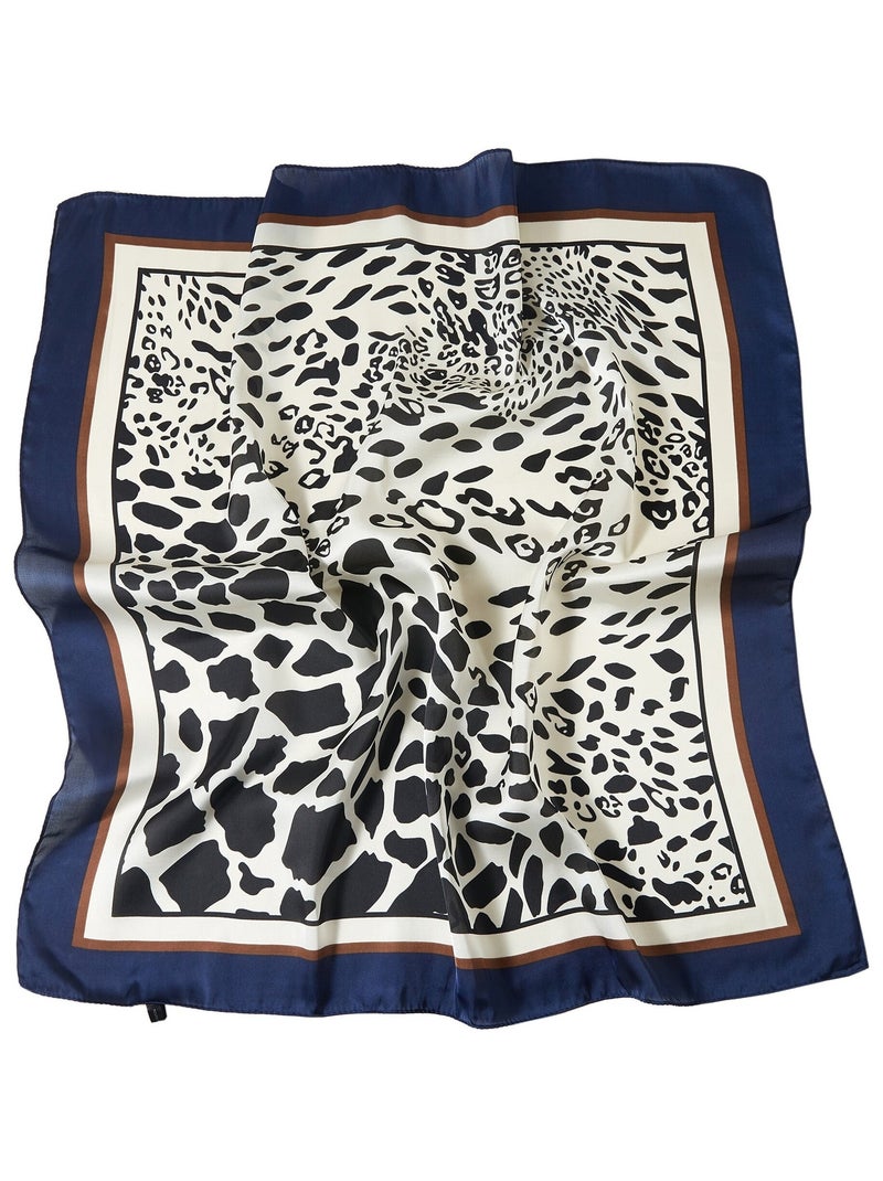 Petit carré de Soie Panter Process Cléo Bleu - Kiabi
