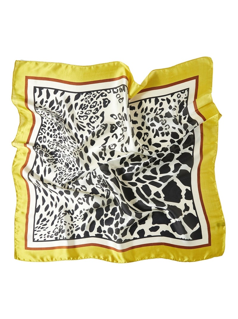 Petit carré de Soie Panter Process Cléo Jaune - Kiabi