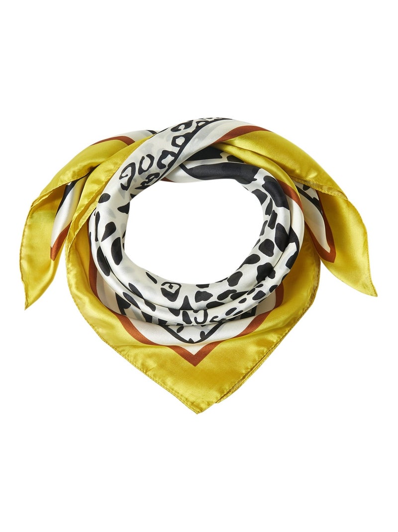 Petit carré de Soie Panter Process Cléo Jaune - Kiabi