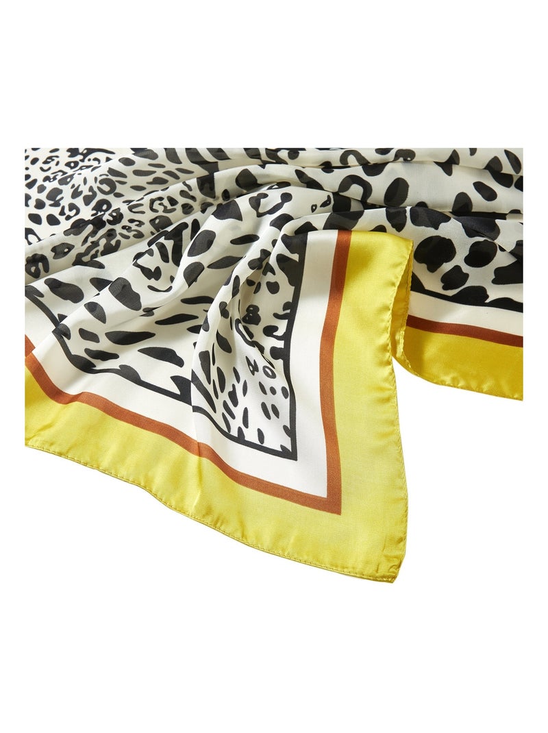 Petit carré de Soie Panter Process Cléo Jaune - Kiabi