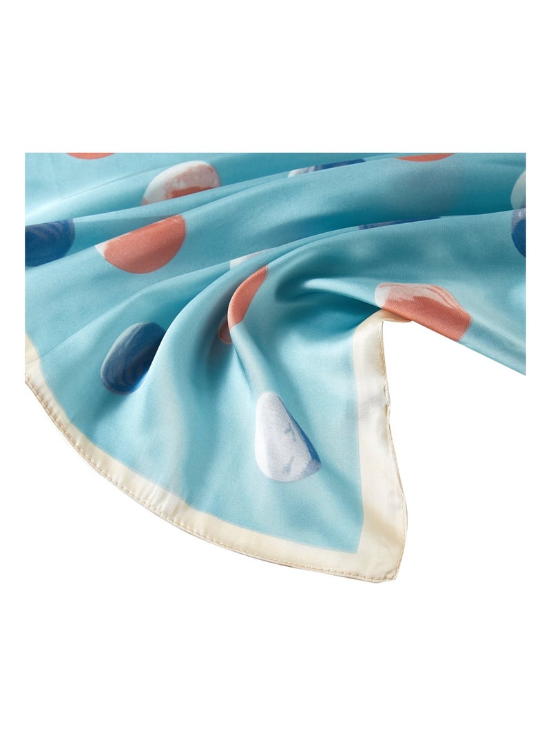 Petit carré de Soie Petal Cléo Bleu - Kiabi